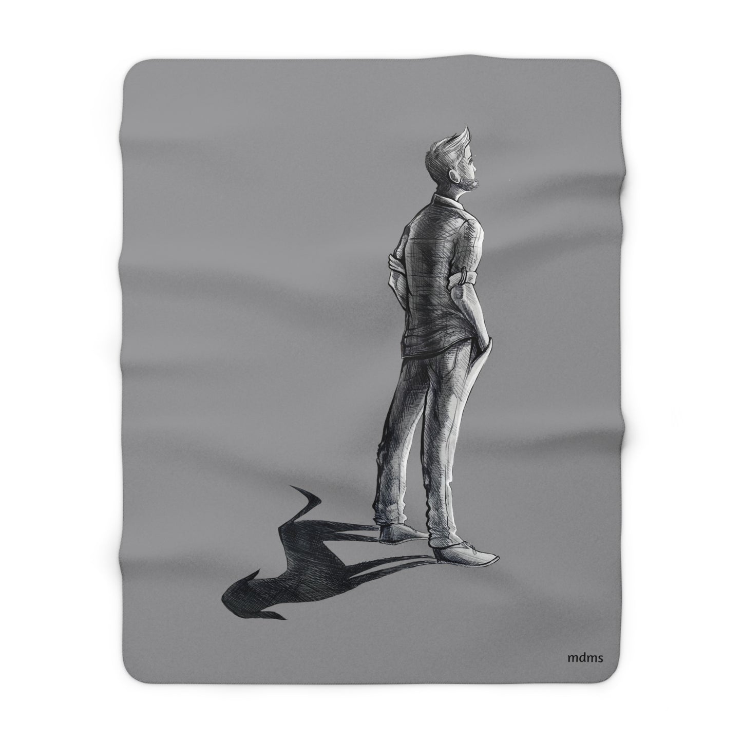 mydogmyshadow Sherpa Fleece Blanket - back shadow