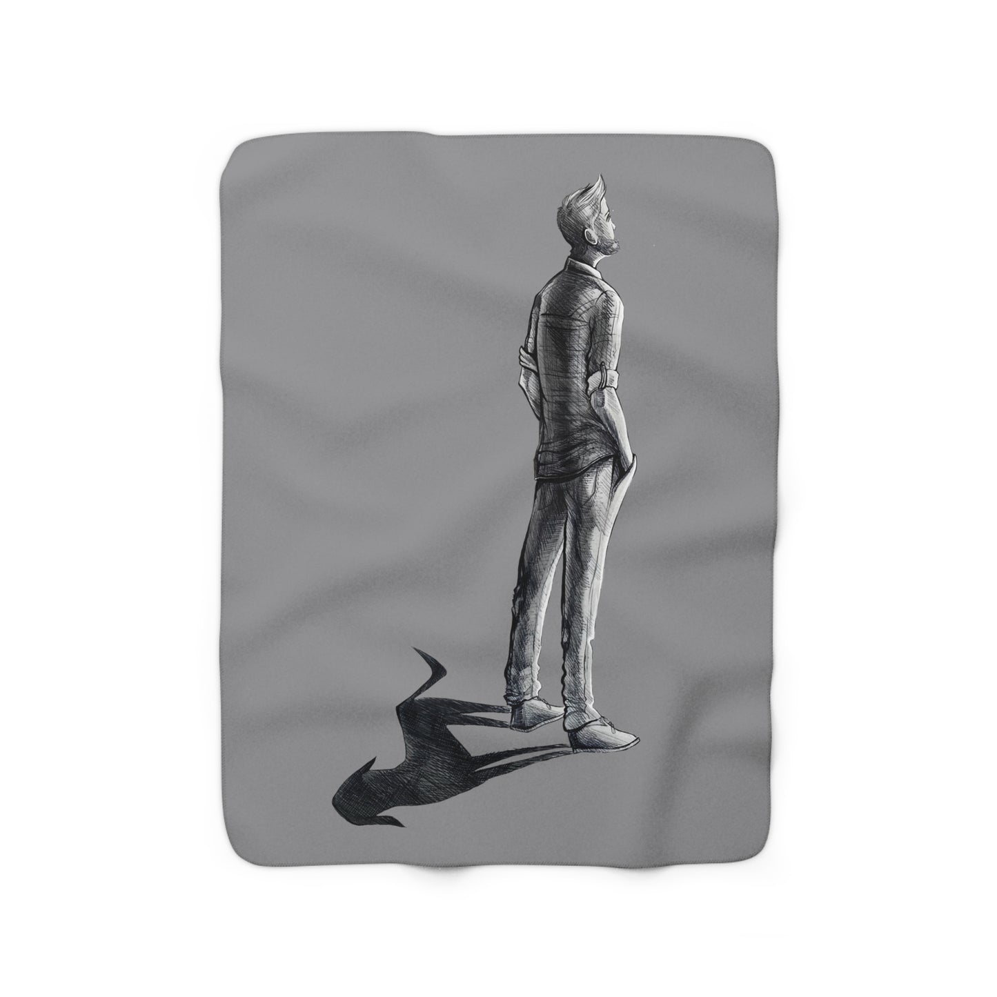 mydogmyshadow Sherpa Fleece Blanket - back shadow